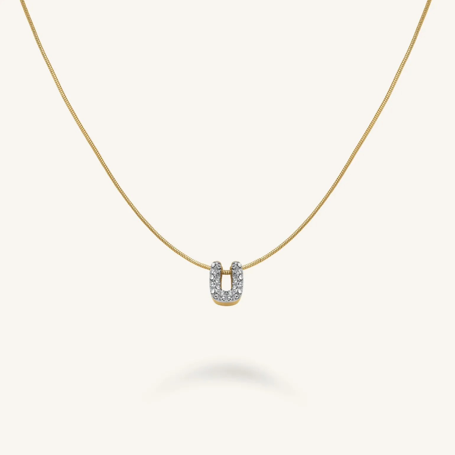 Crystal Letter U Necklace