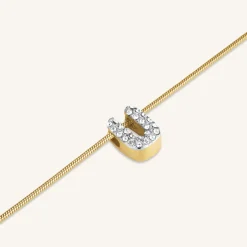Crystal Letter U Necklace