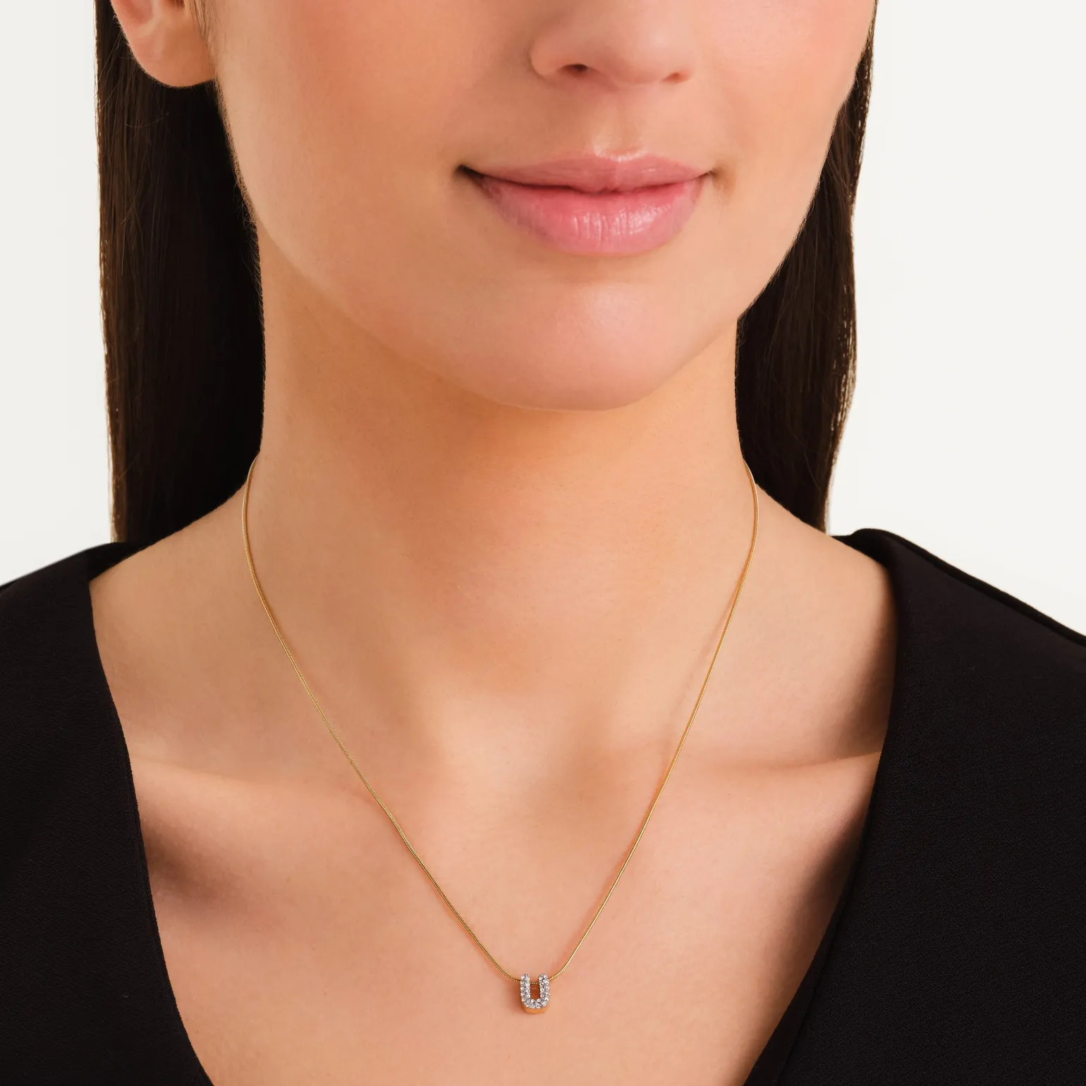 Crystal Letter U Necklace