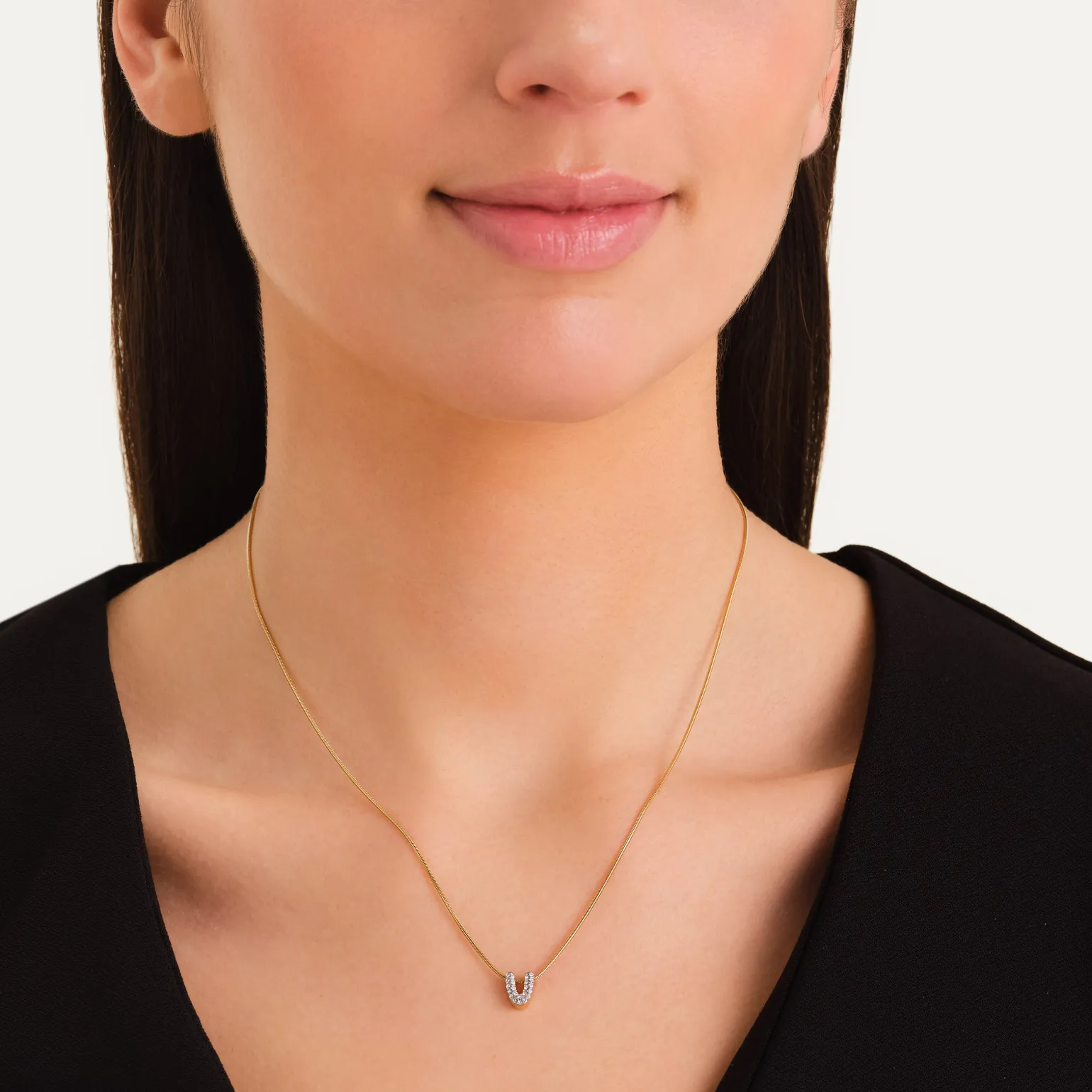 Crystal Letter V Necklace