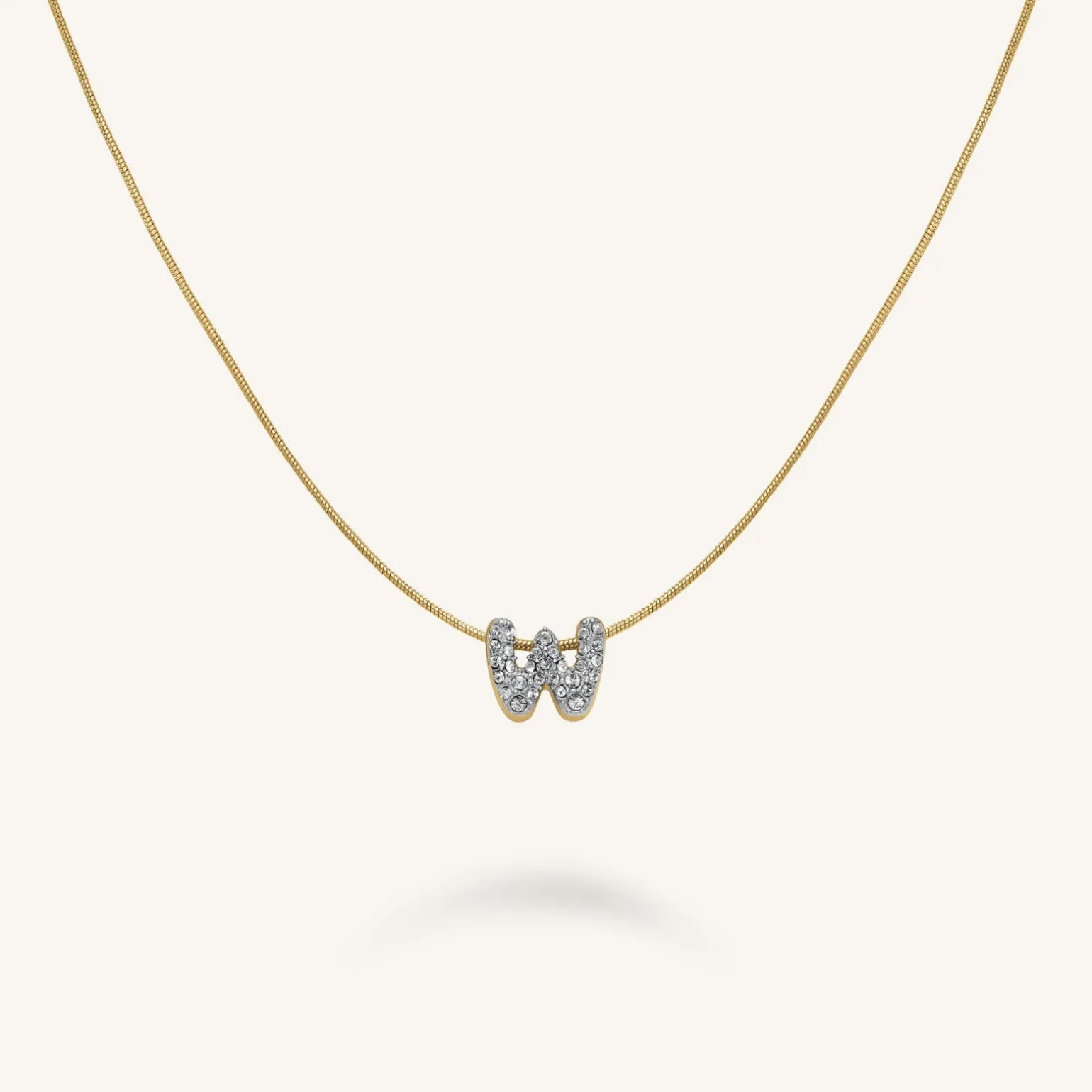 Crystal Letter W Necklace