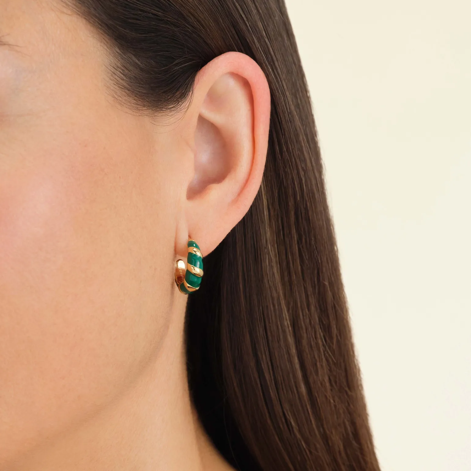 Emerald Croissant Hoops