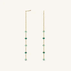 Emerald Dotted Threader Earrings