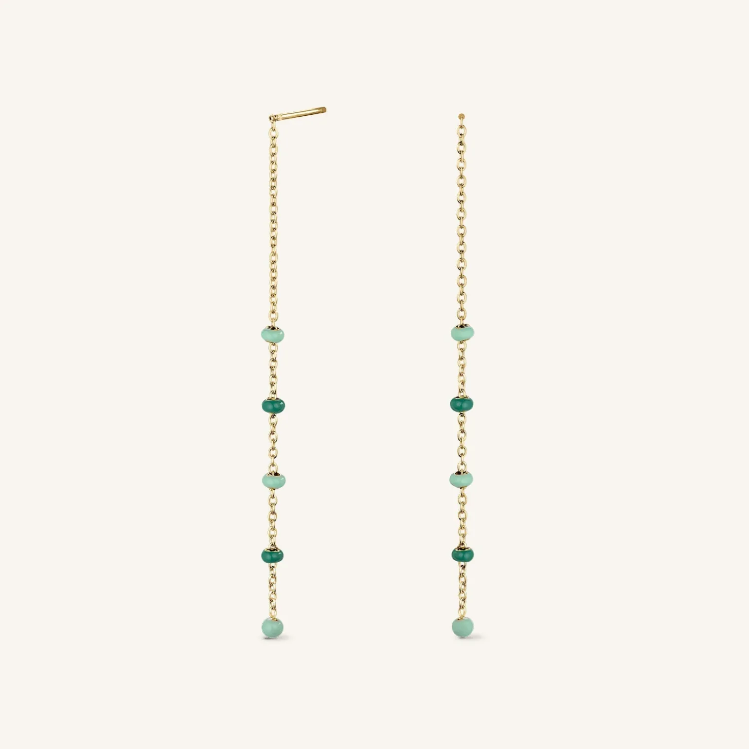 Emerald Dotted Threader Earrings