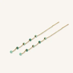 Emerald Dotted Threader Earrings
