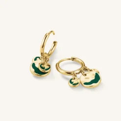 Emerald Wavey Coin Hoops