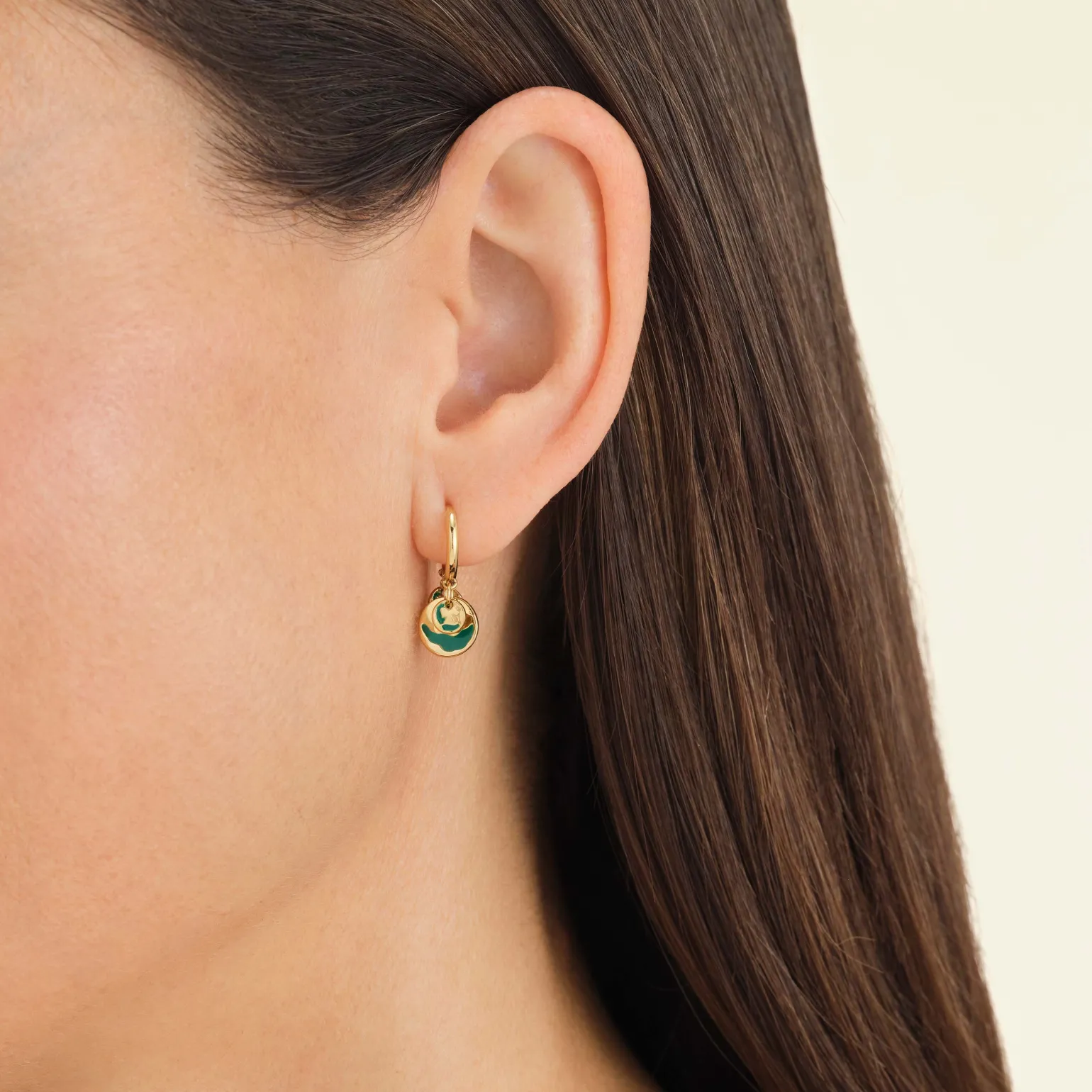 Emerald Wavey Coin Hoops