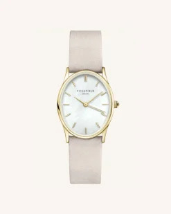 Light Grey Nubuck Gold Strap