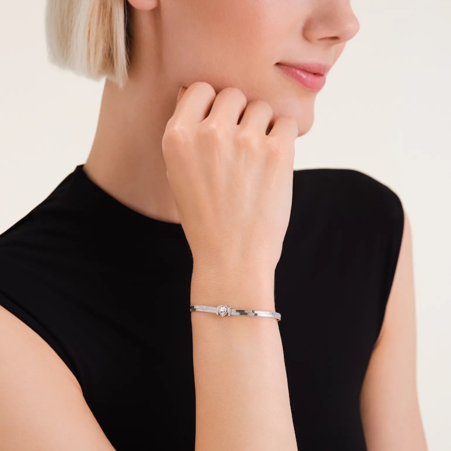 Snake Heart Bracelet Silver