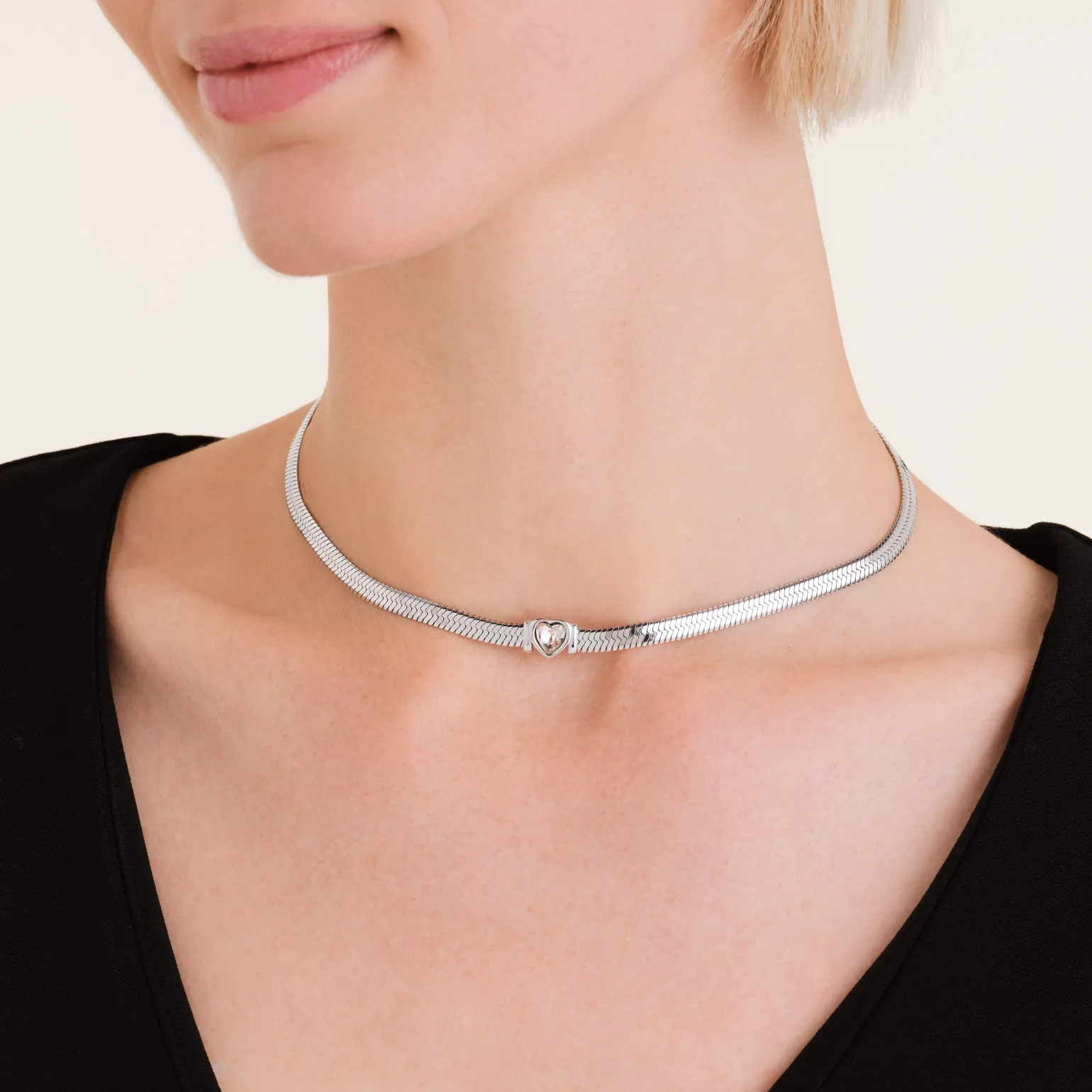 Snake Heart Choker Silver