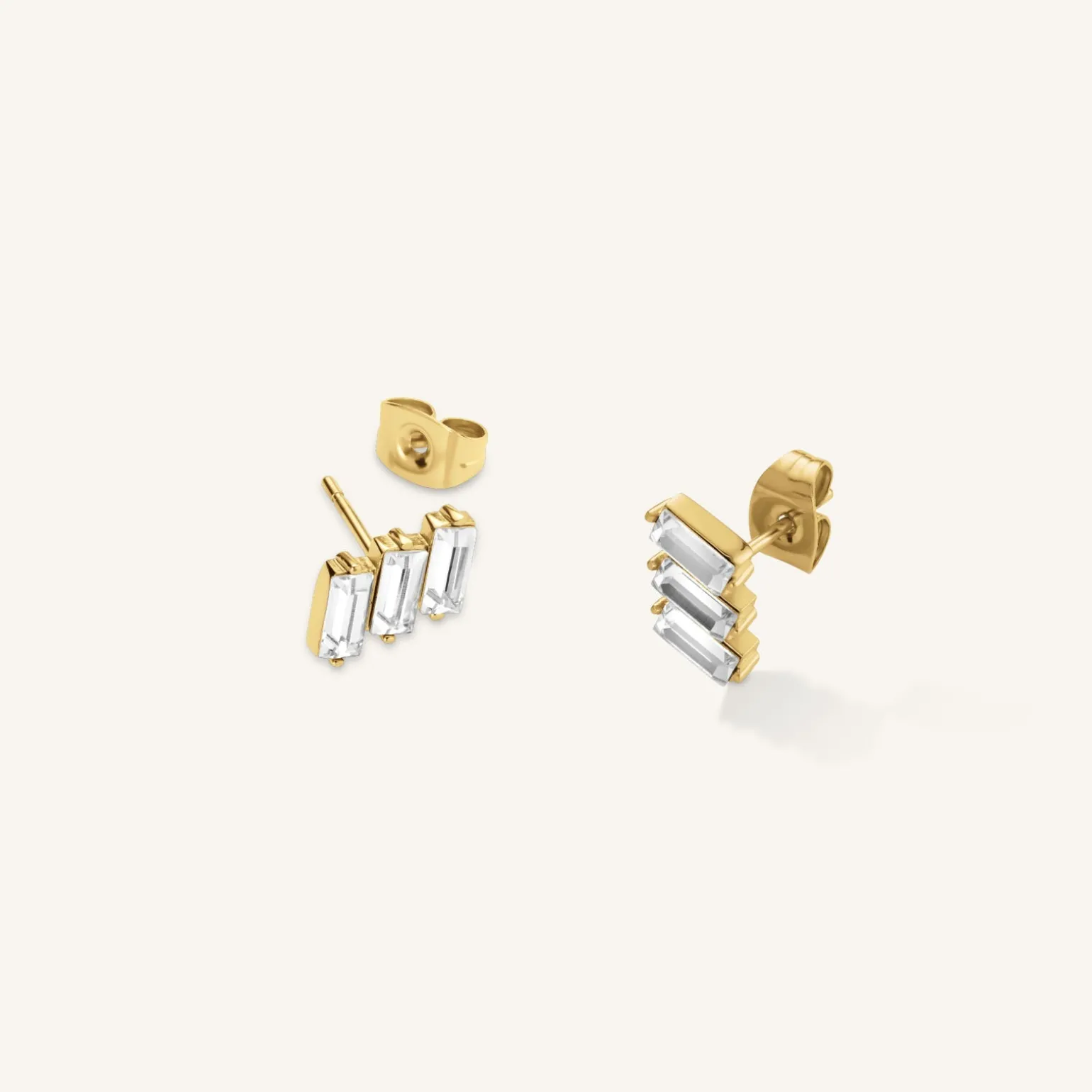 Triple Baguette Studs