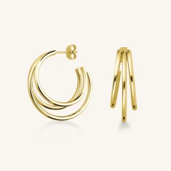 Triple Hoop Gold