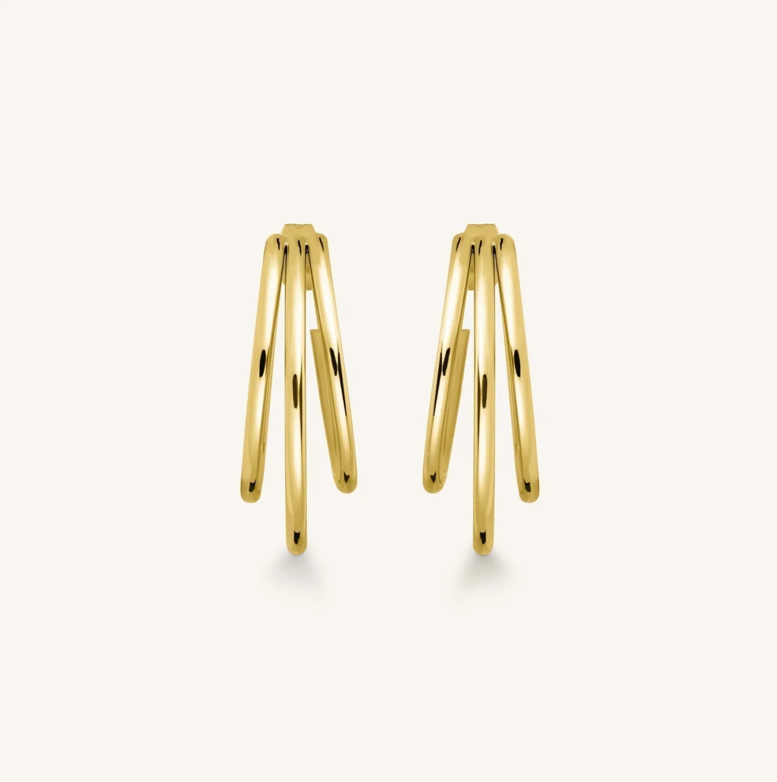 Triple Hoop Gold